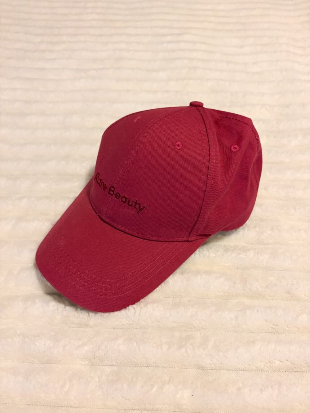 Rare Beauty Berry Red Embroidered Baseball Cap Selena Gomez
